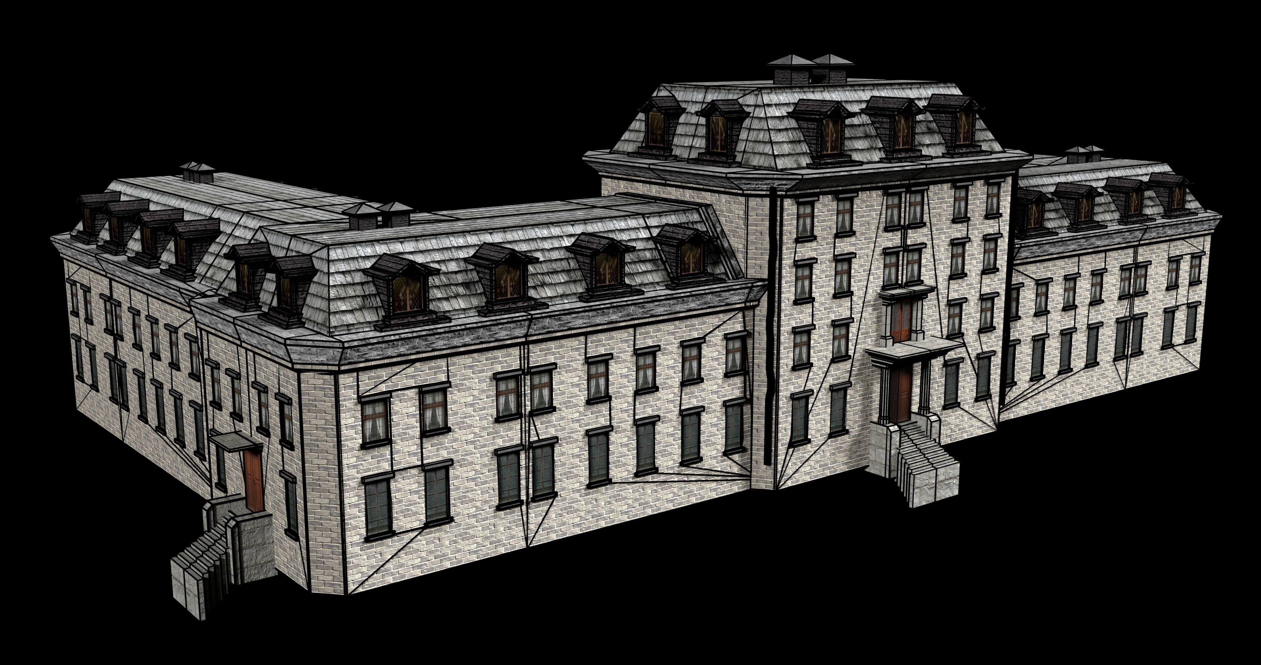 Asylum Buildings Pack Low-poly 3D model_4