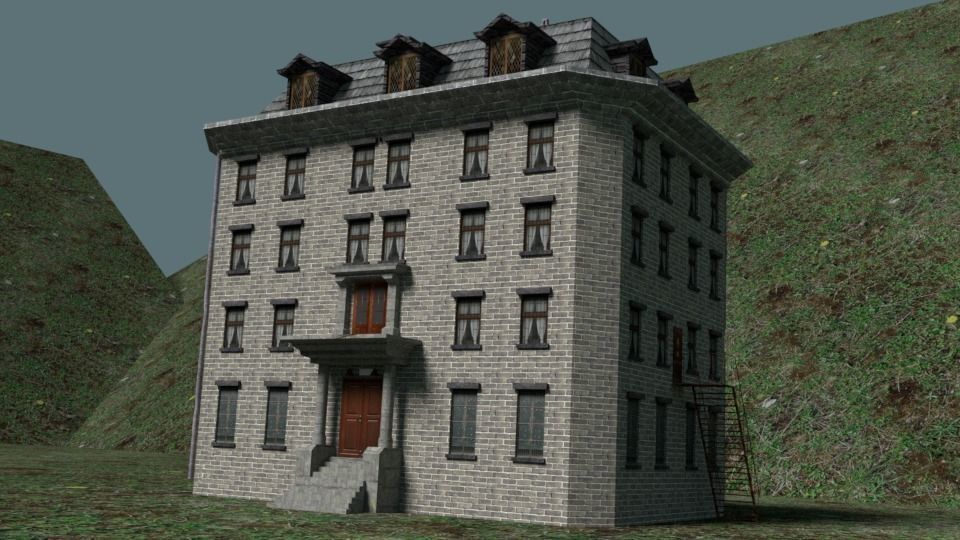 Asylum Buildings Pack Low-poly 3D model_23