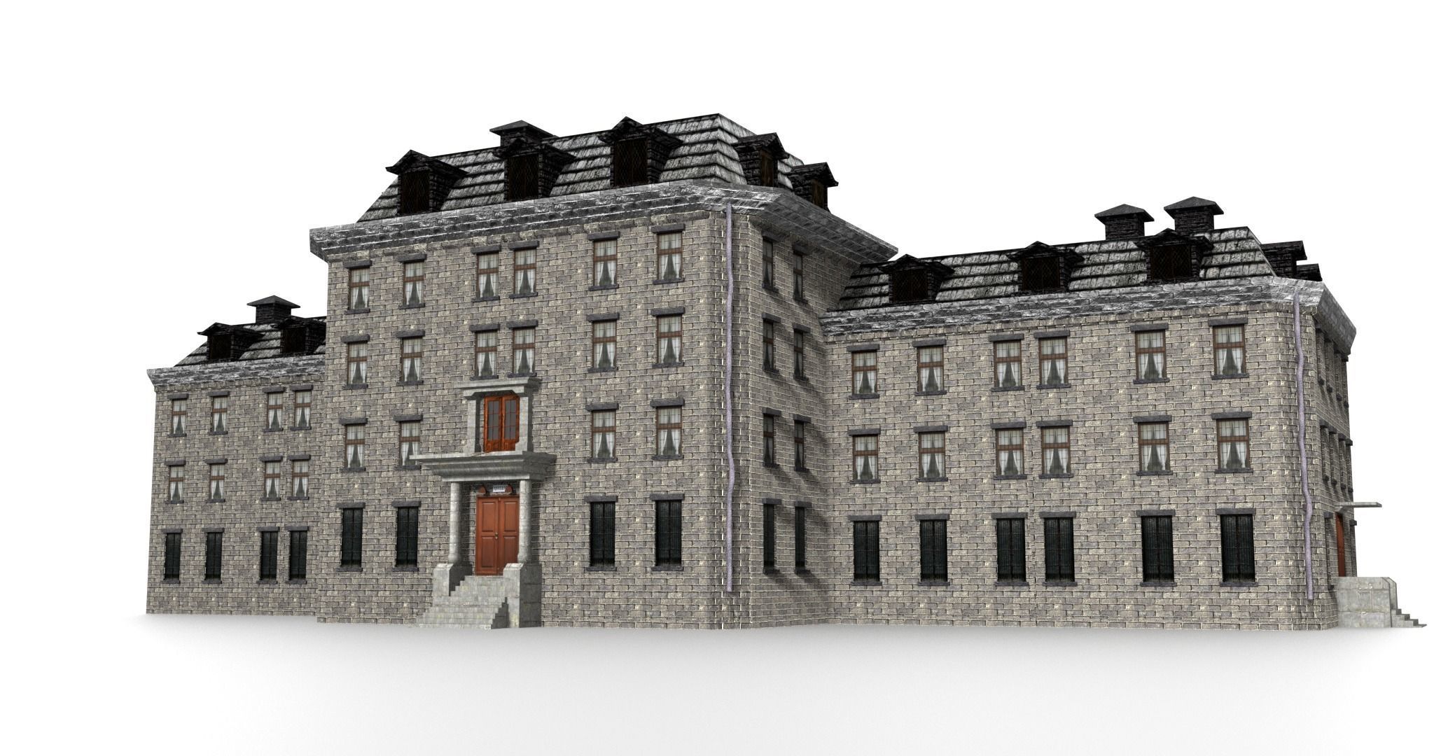 Asylum Buildings Pack Low-poly 3D model_1