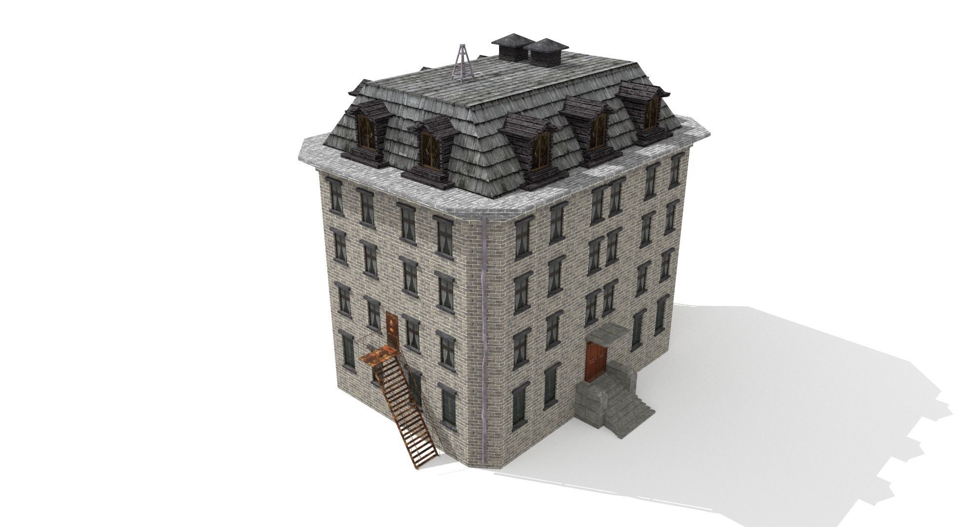 Asylum Buildings Pack Low-poly 3D model_27