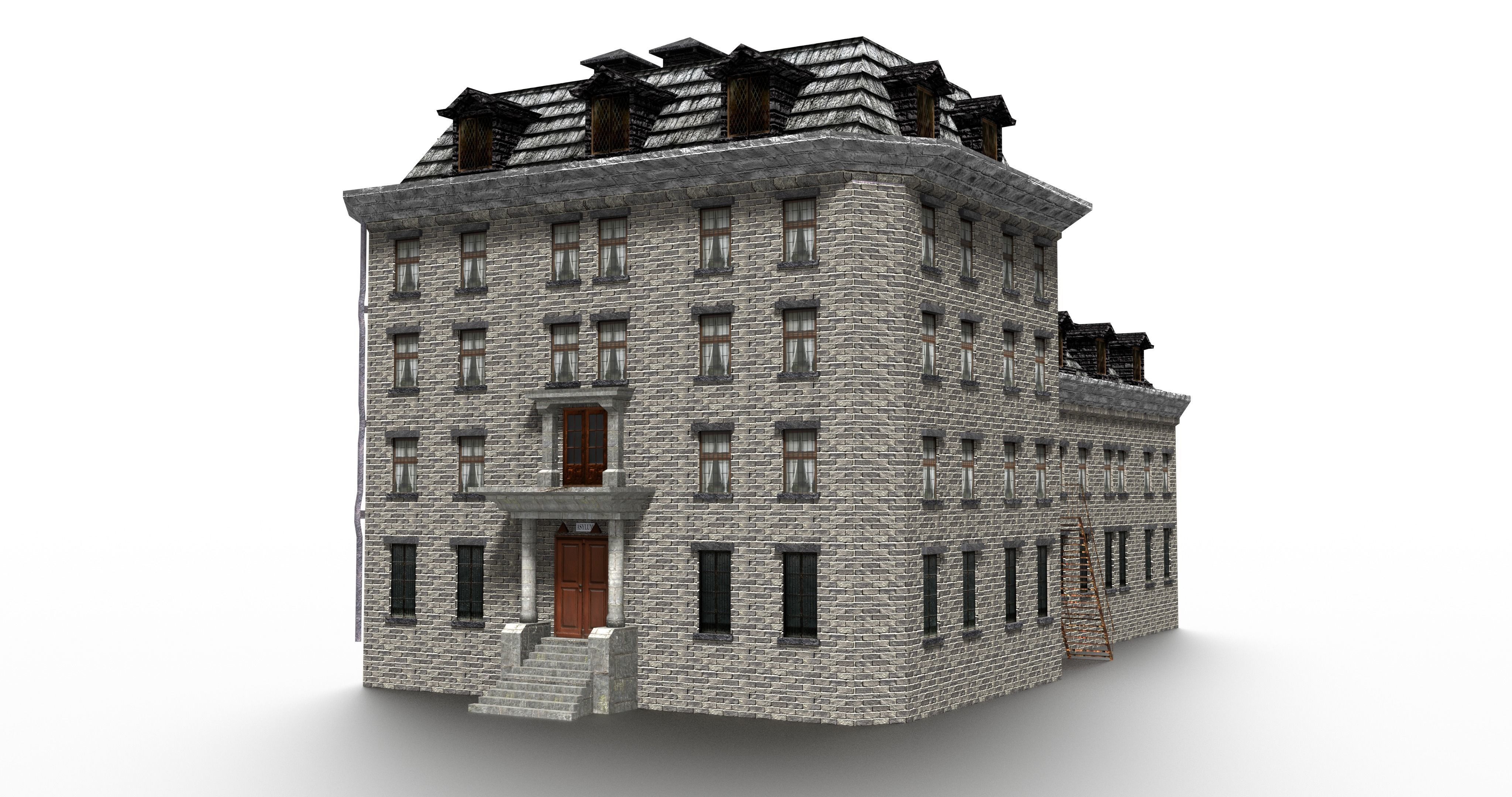Asylum Buildings Pack Low-poly 3D model_26