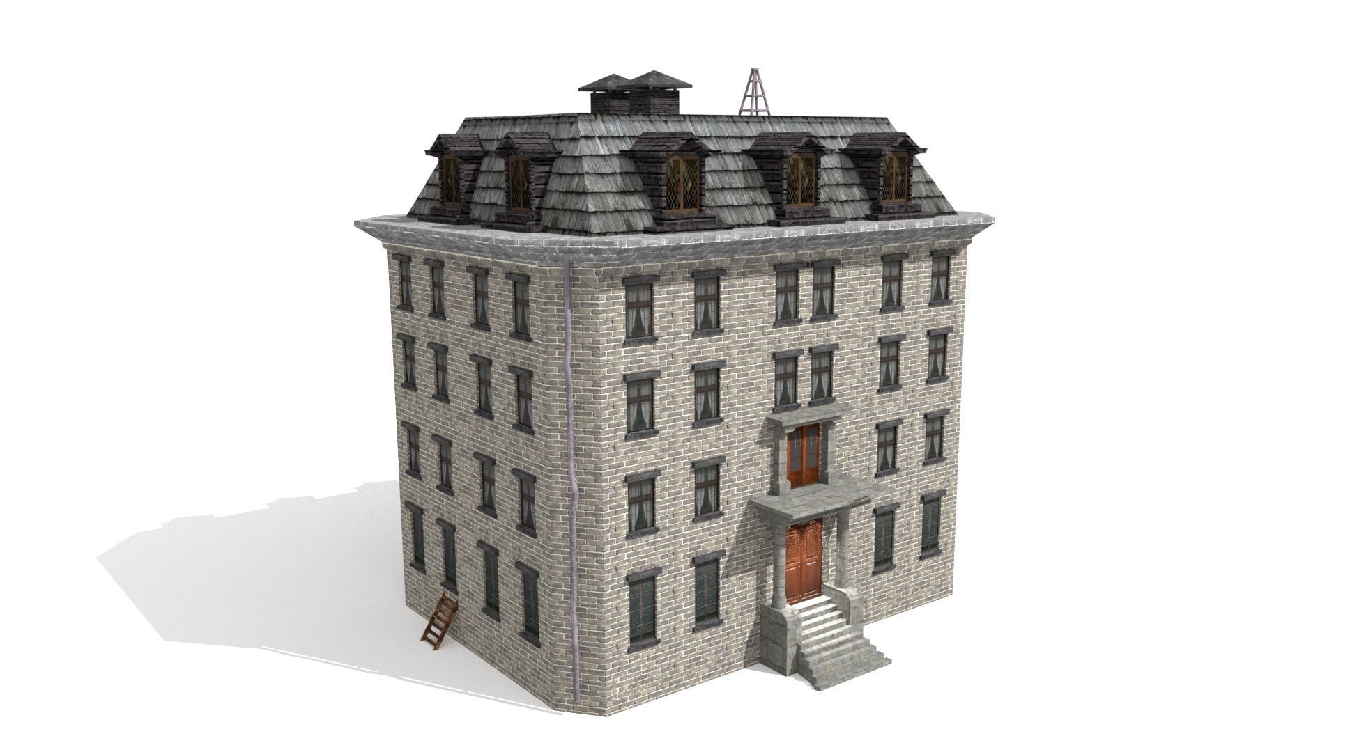 Asylum Buildings Pack Low-poly 3D model_19