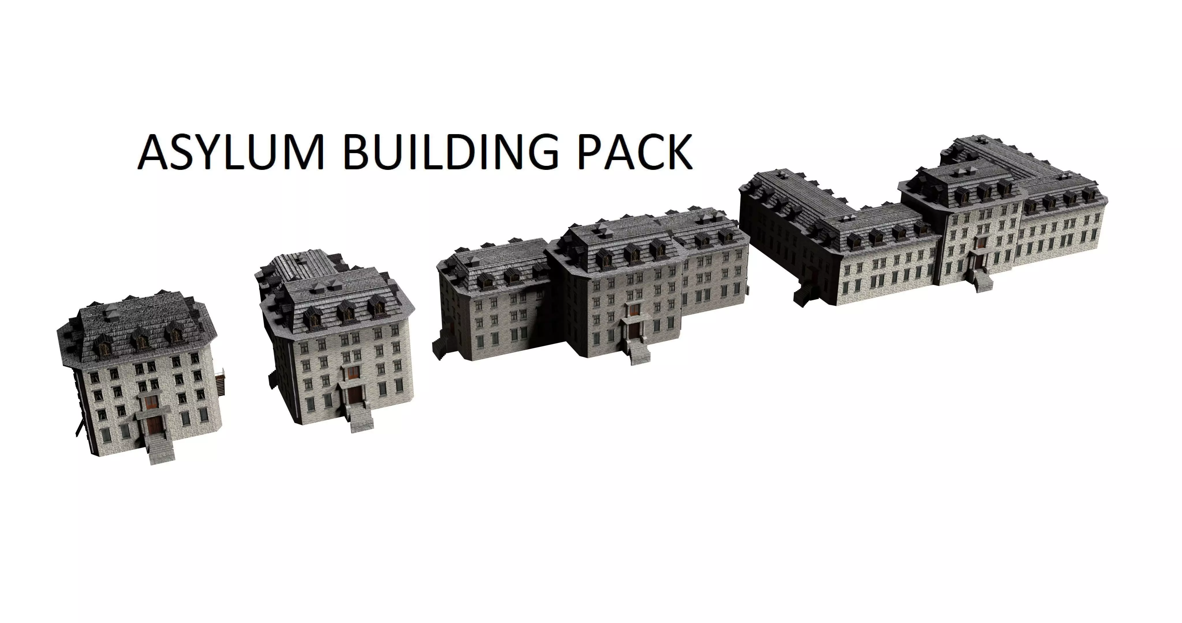 Asylum Buildings Pack Low-poly 3D model_0