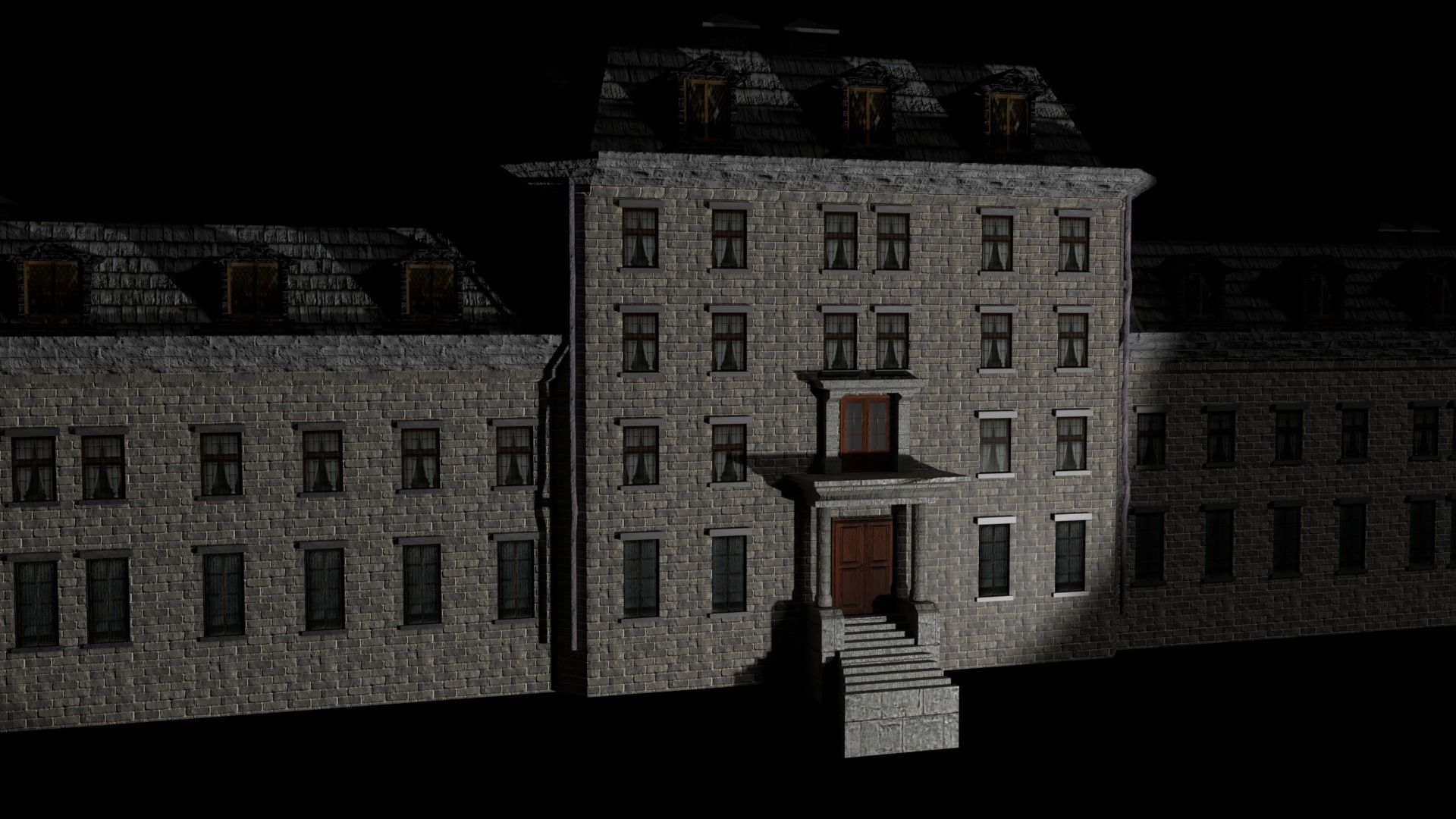 Asylum Buildings Pack Low-poly 3D model_7