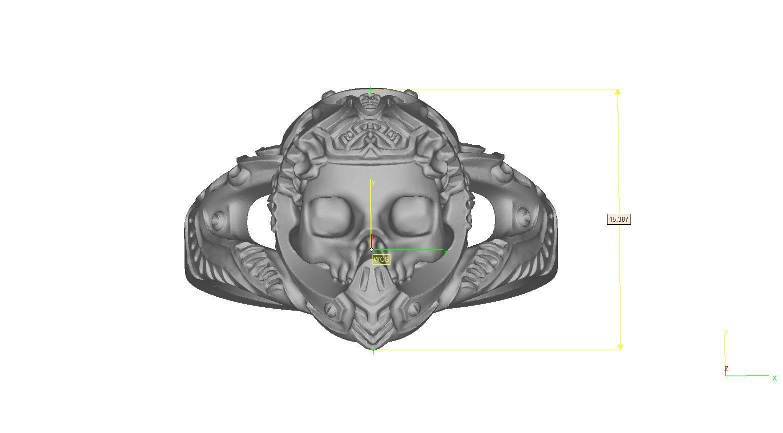 Skull-ring1 viking ring in sterling silver 3D print model_5