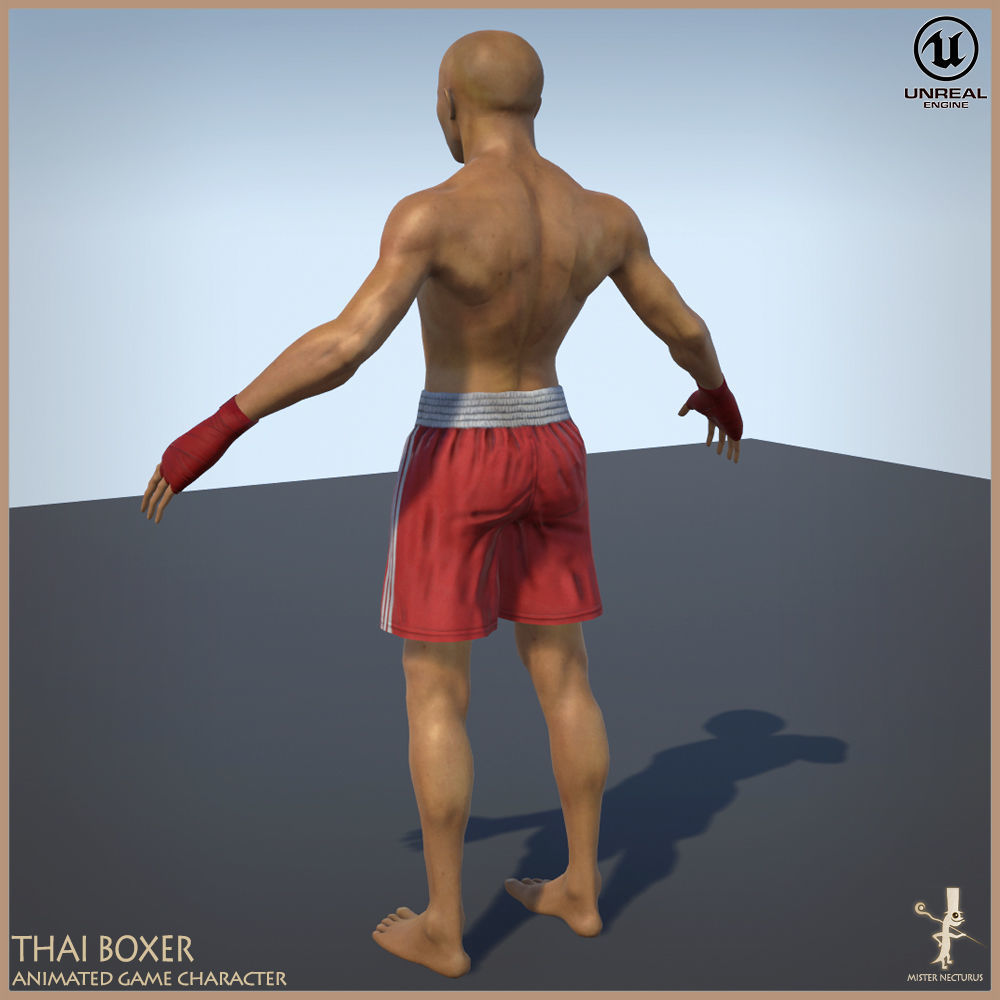 Thai Boxer Unity And Unreal Animation Collection Low-poly 3D model_2