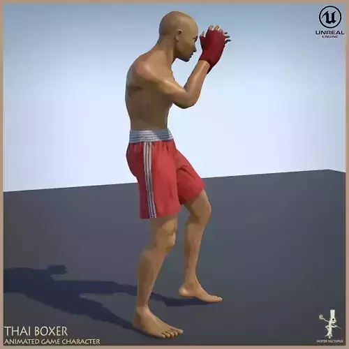 Thai Boxer Unity And Unreal Animation Collection Low-poly 3D model