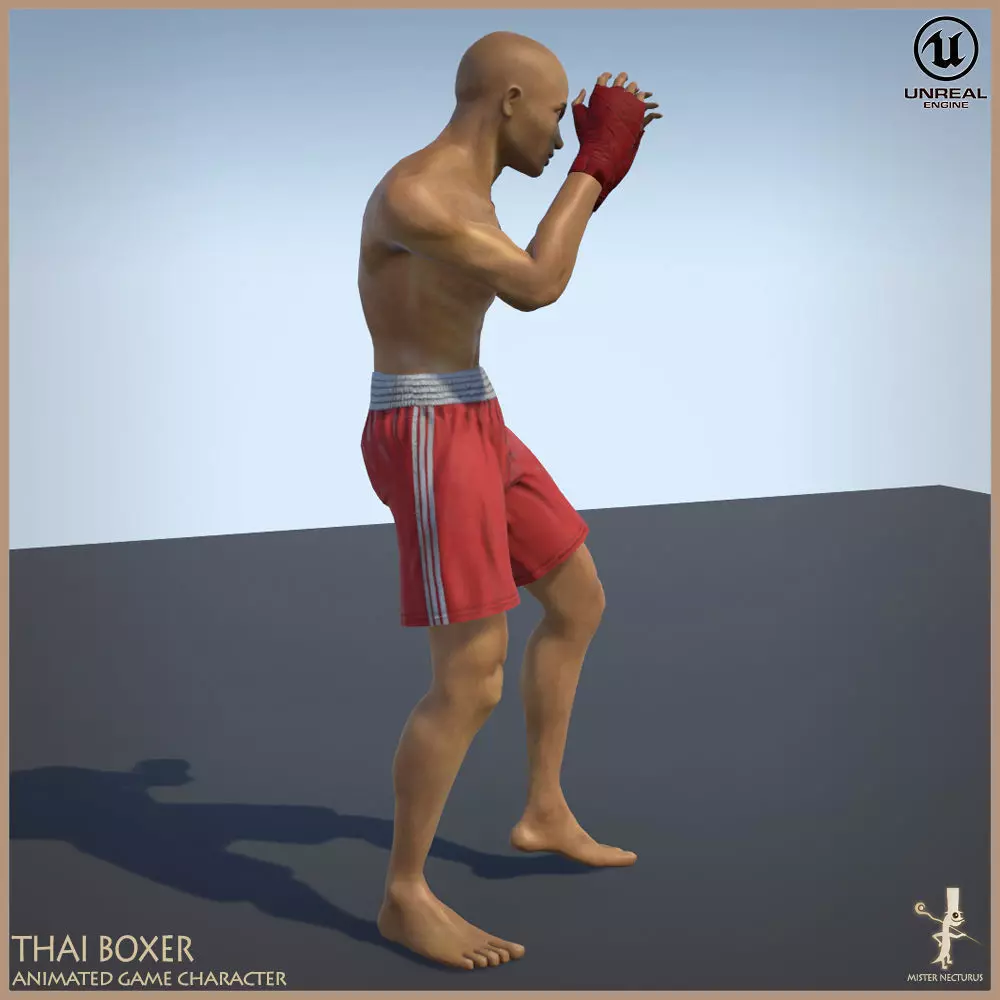 Thai Boxer Unity And Unreal Animation Collection Low-poly 3D model_0
