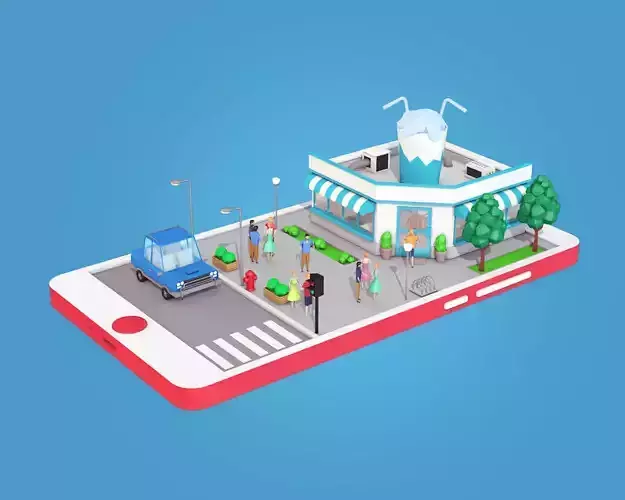 Cartoon Cocktail Cafe on Phone screen