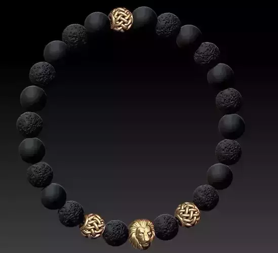 jewellery lion beaded bracelet 3D print model
