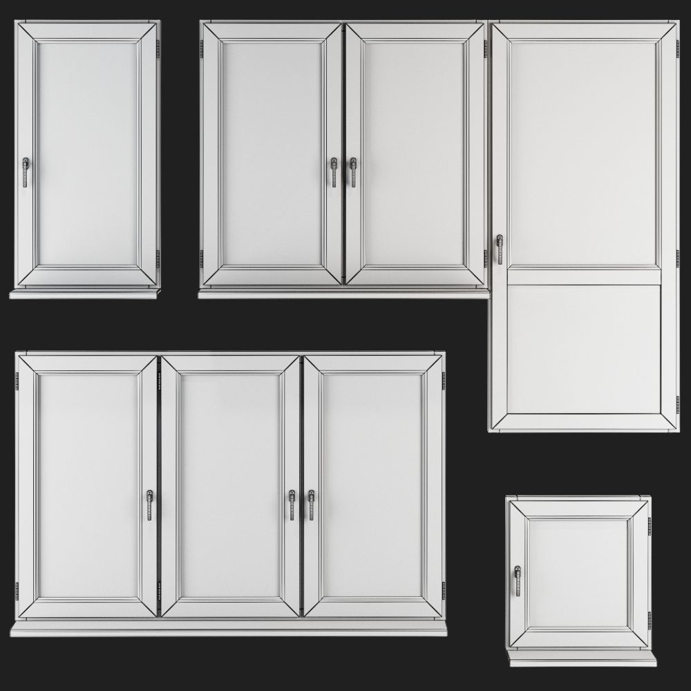 Wooden Windows Low-poly 3D model_6