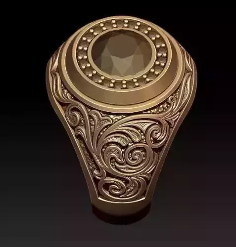 man signet ring with ornaments 3D print model