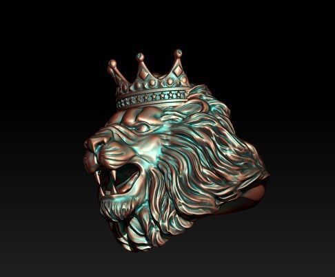 lion ring with crown 3D print model_3