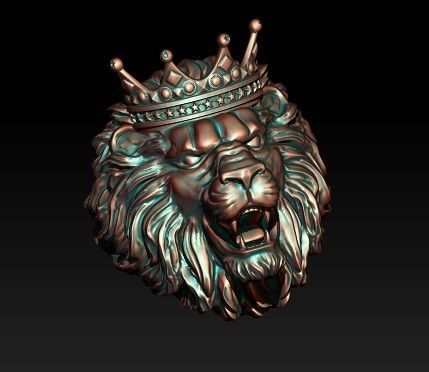 lion ring with crown 3D print model_5
