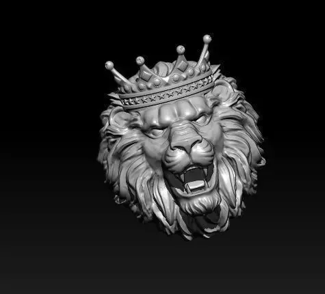 lion ring with crown 3D print model_0