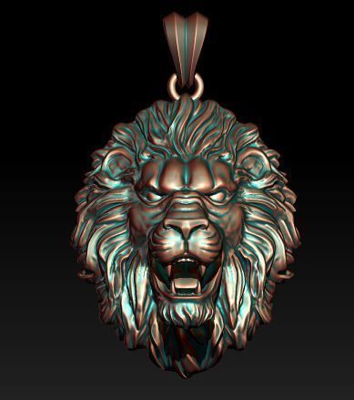 lion pendant 3D print model_8