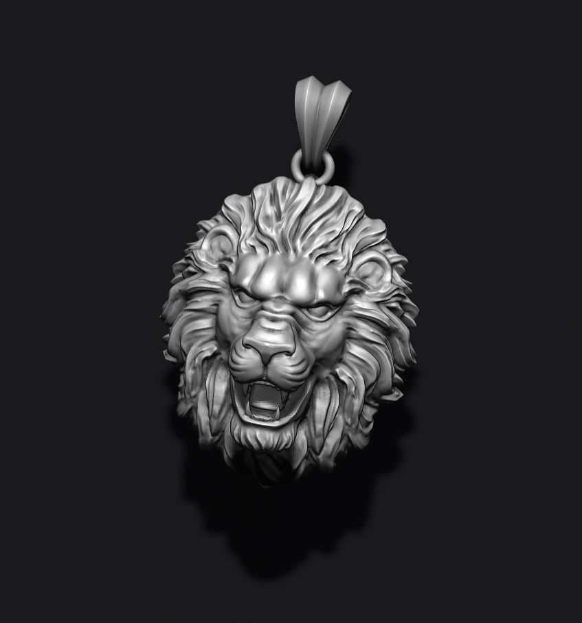 lion pendant 3D print model_4