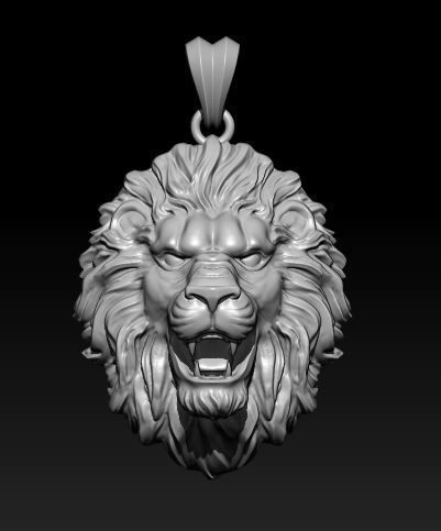 lion pendant 3D print model_7