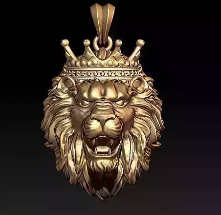 lion necklace with crown 3D print model