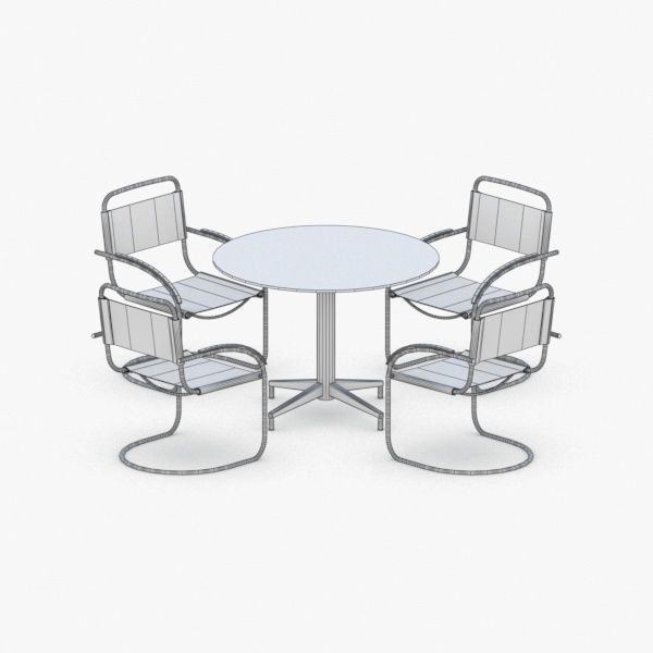 1248 - Office Table and Chairs Set Low-poly 3D model_4