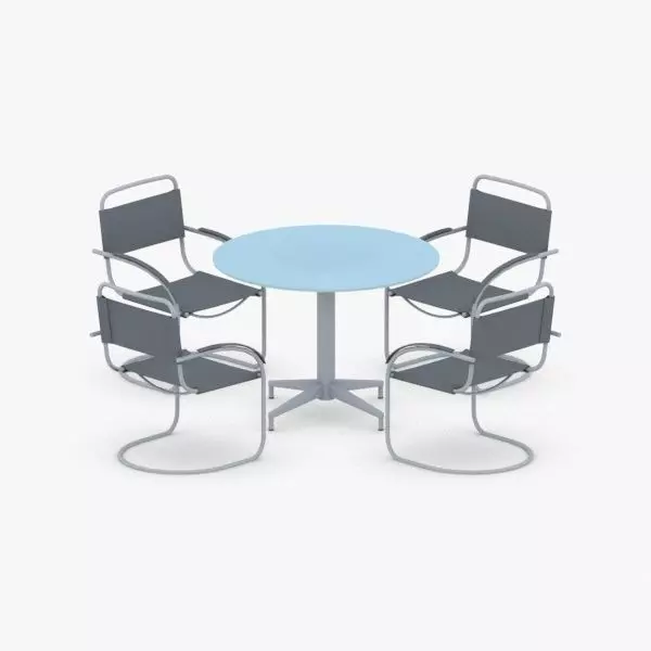 1248 - Office Table and Chairs Set Low-poly 3D model_0