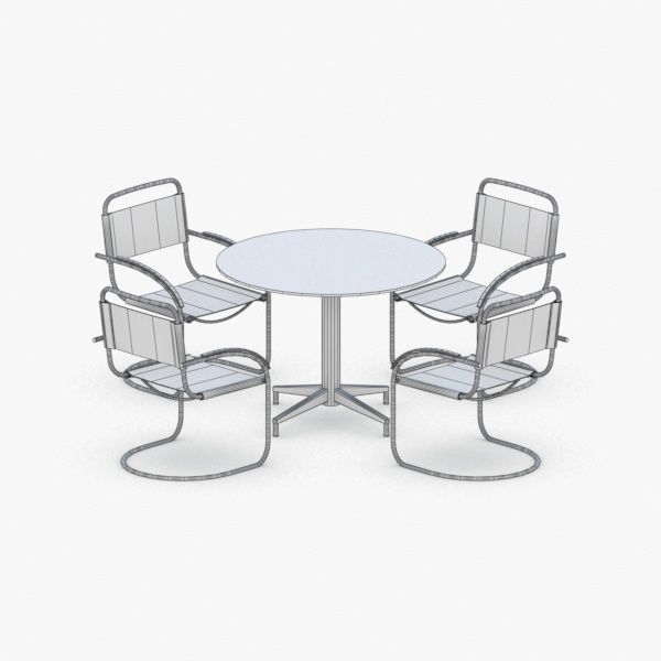 1248 - Office Table and Chairs Set Low-poly 3D model_1