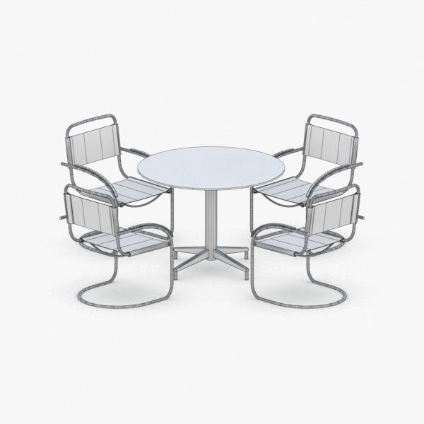 1248 - Office Table and Chairs Set Low-poly 3D model_2