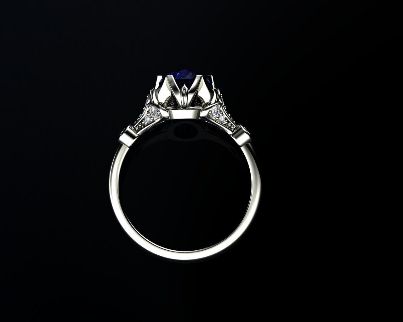 Vintage Ring Sapphire And Diamond Rings 3D print model_9