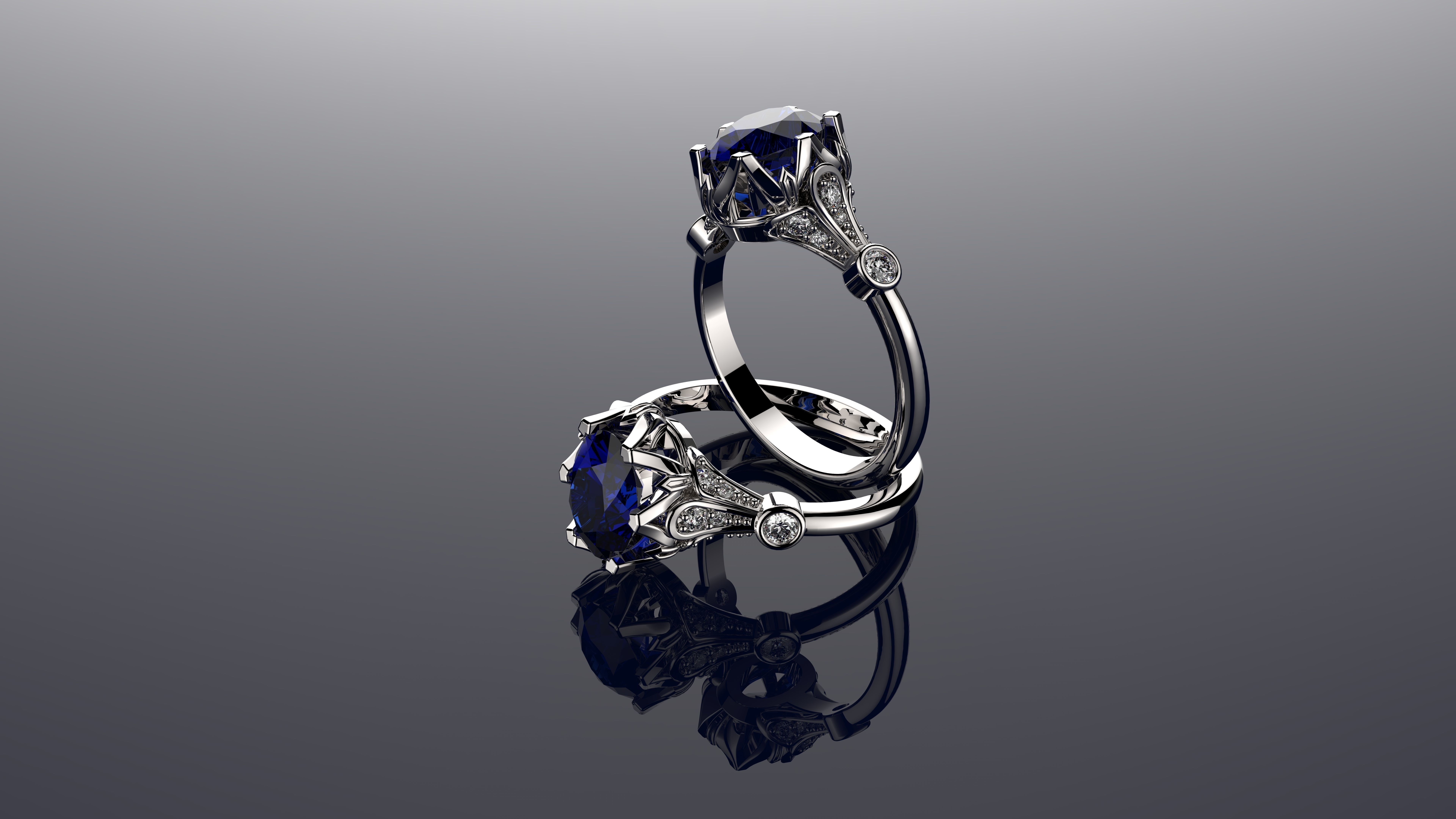 Vintage Ring Sapphire And Diamond Rings 3D print model_3