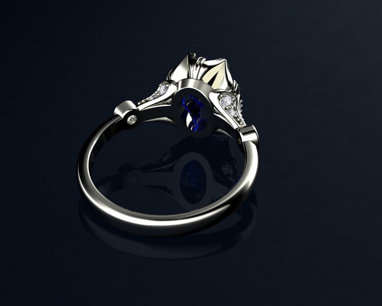 Vintage Ring Sapphire And Diamond Rings 3D print model_12