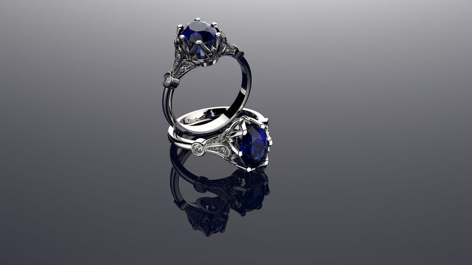 Vintage Ring Sapphire And Diamond Rings 3D print model