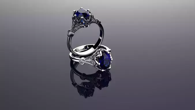 Vintage Ring Sapphire And Diamond Rings 3D print model