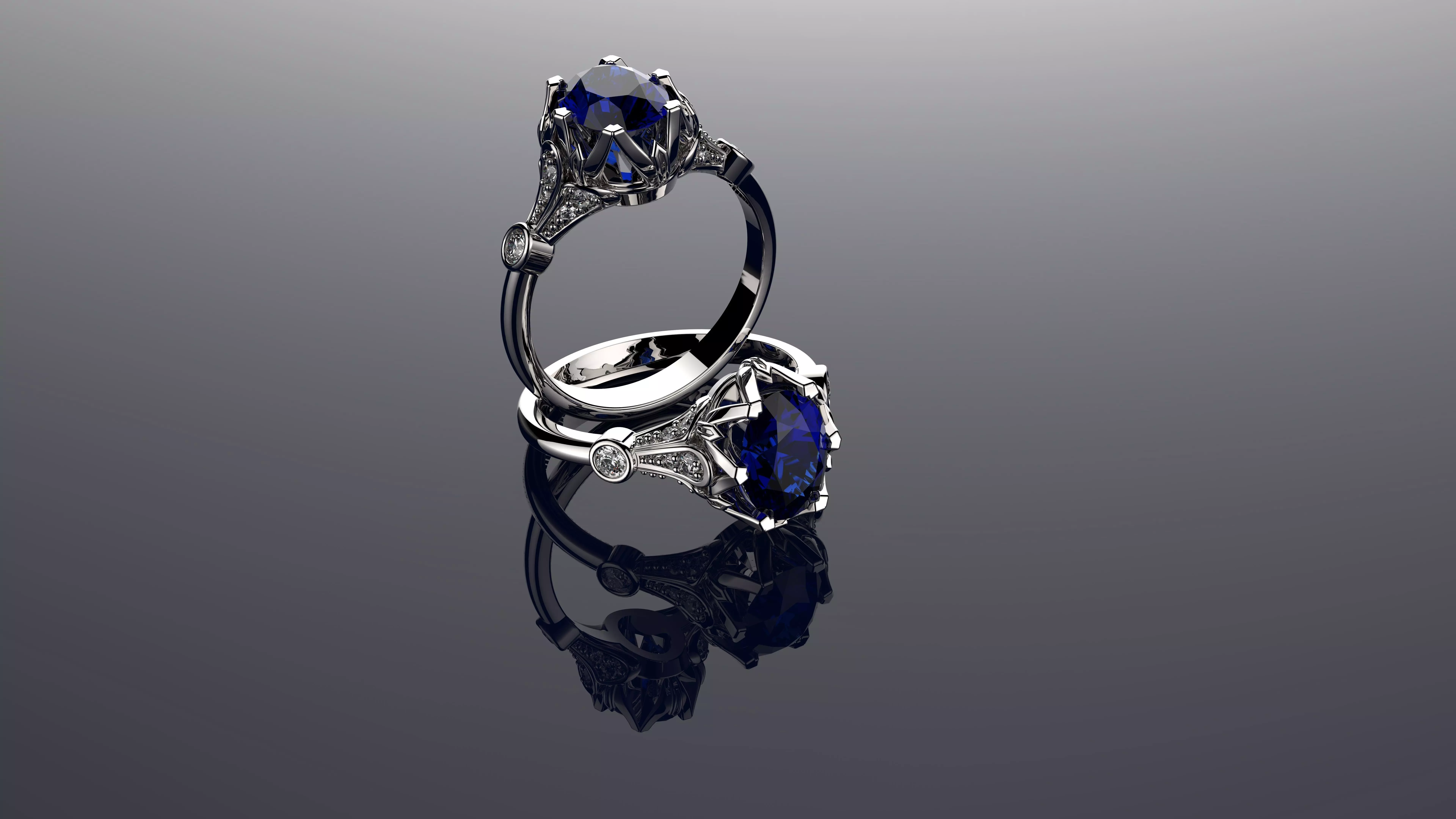 Vintage Ring Sapphire And Diamond Rings 3D print model_0