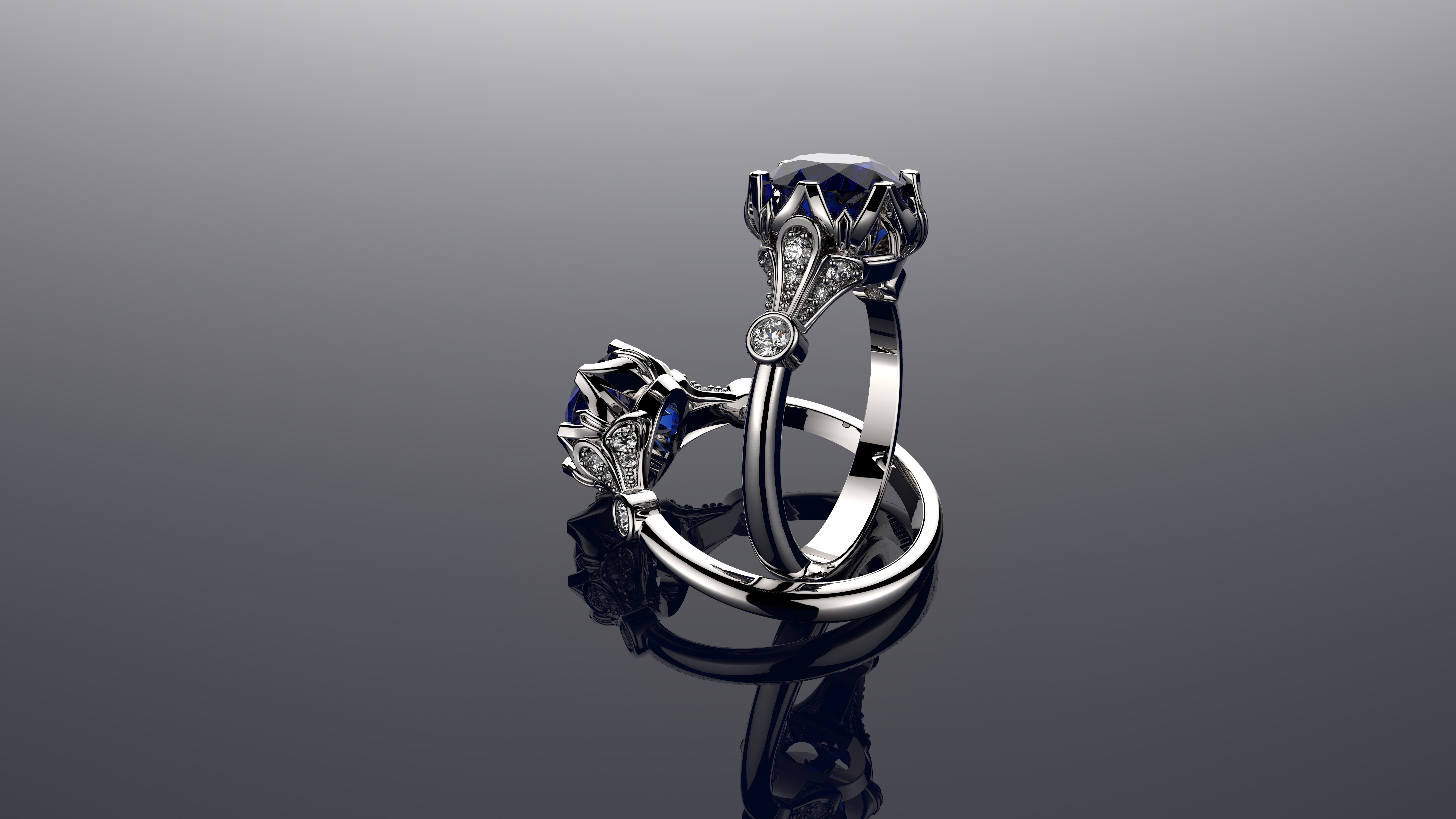 Vintage Ring Sapphire And Diamond Rings 3D print model_4