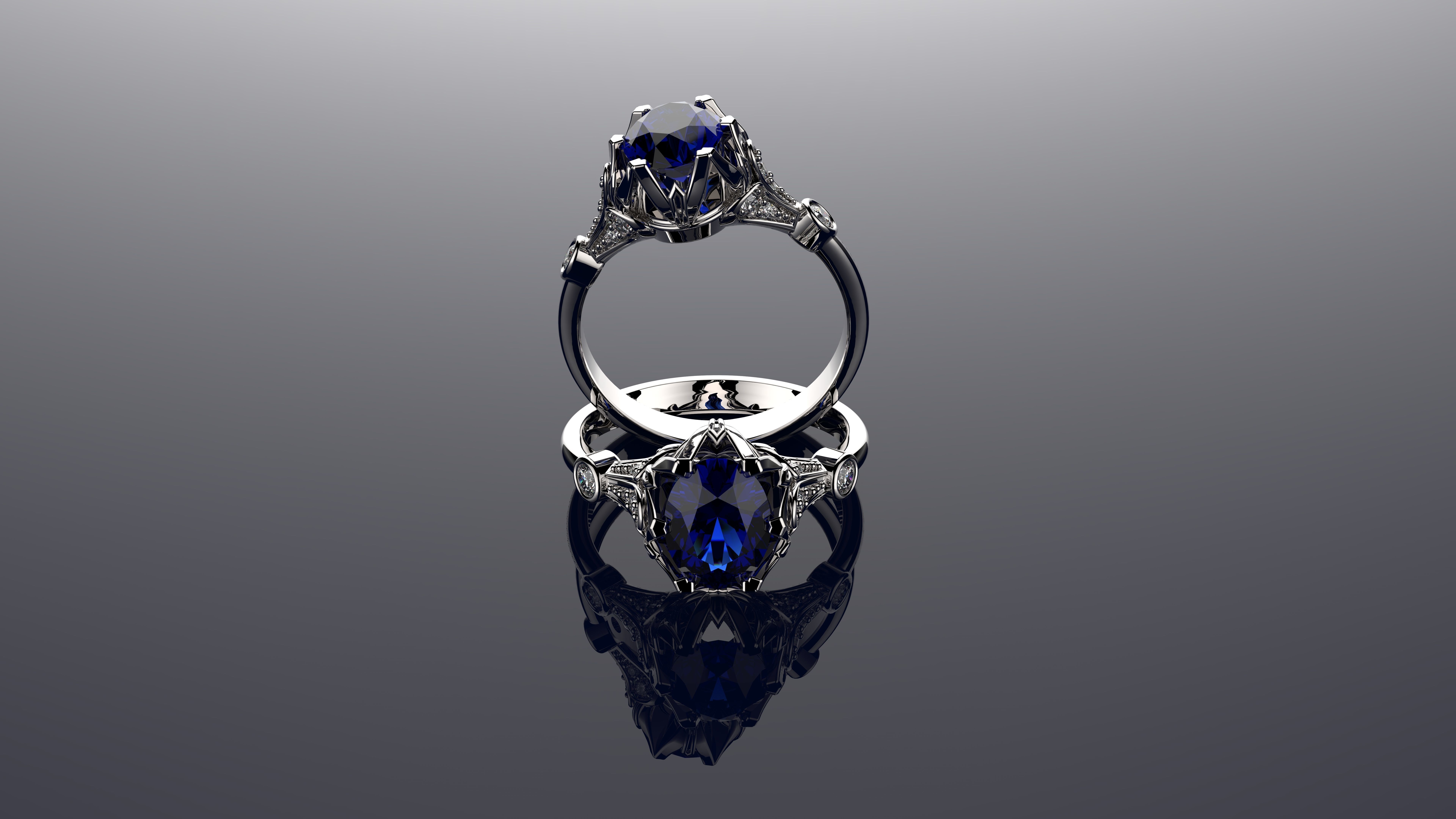 Vintage Ring Sapphire And Diamond Rings 3D print model_2