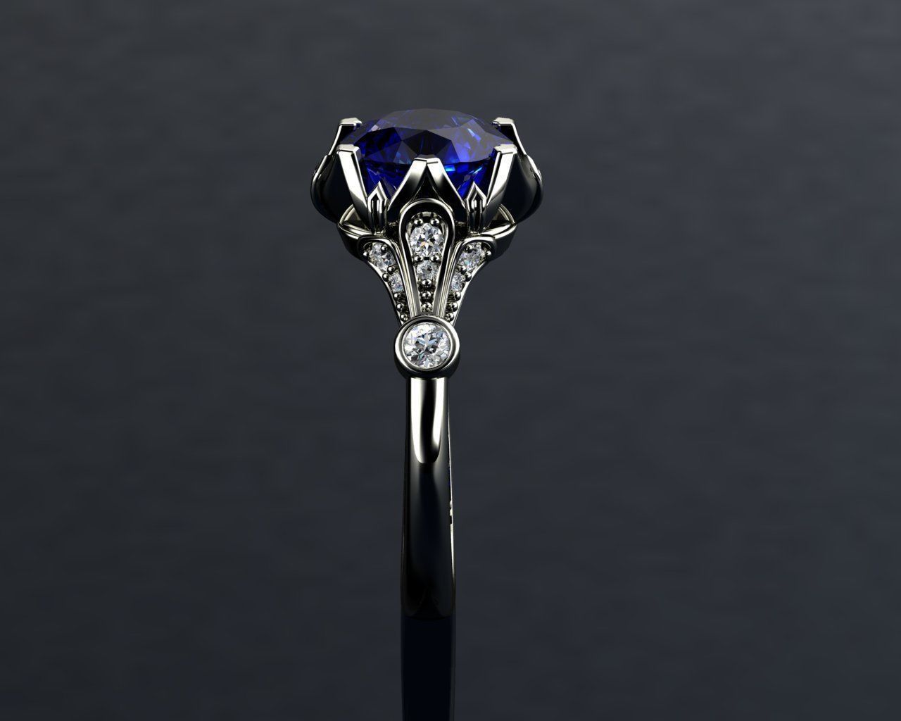 Vintage Ring Sapphire And Diamond Rings 3D print model_8