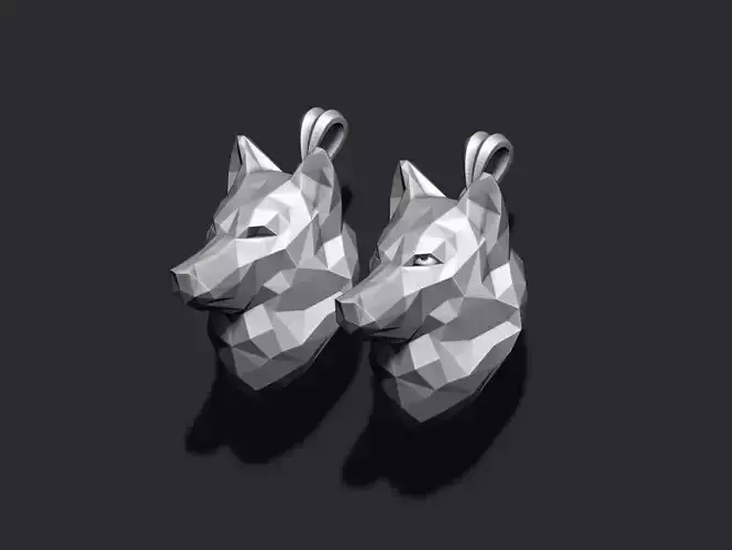 wolf pendant low poly