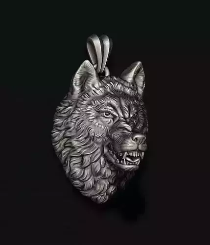 angry wolf pendant 
