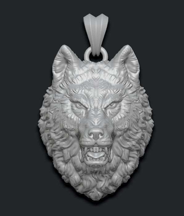 angry wolf pendant  3D print model_6