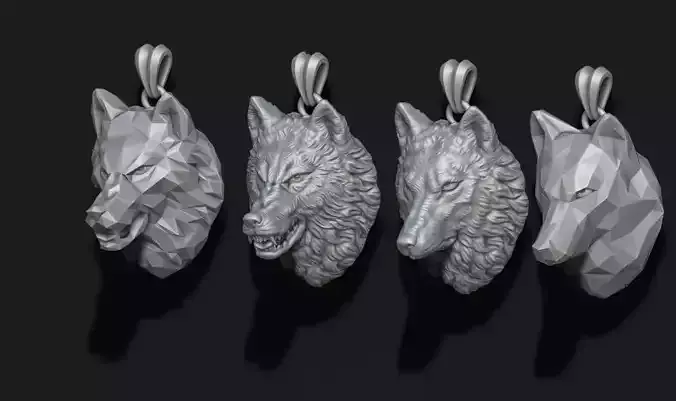 wolf pendants pack  3D print model