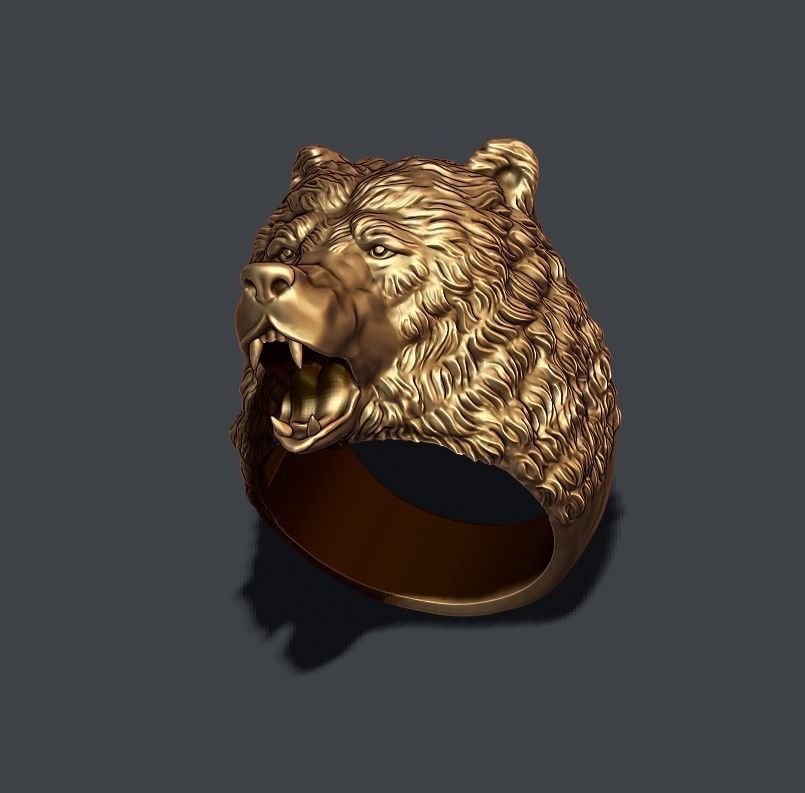 Bear ring 3D print model_1
