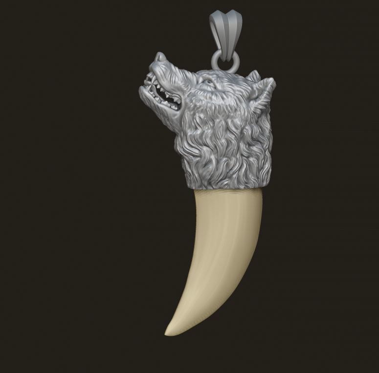 Wolf tooth nail pendant 3D print model_4