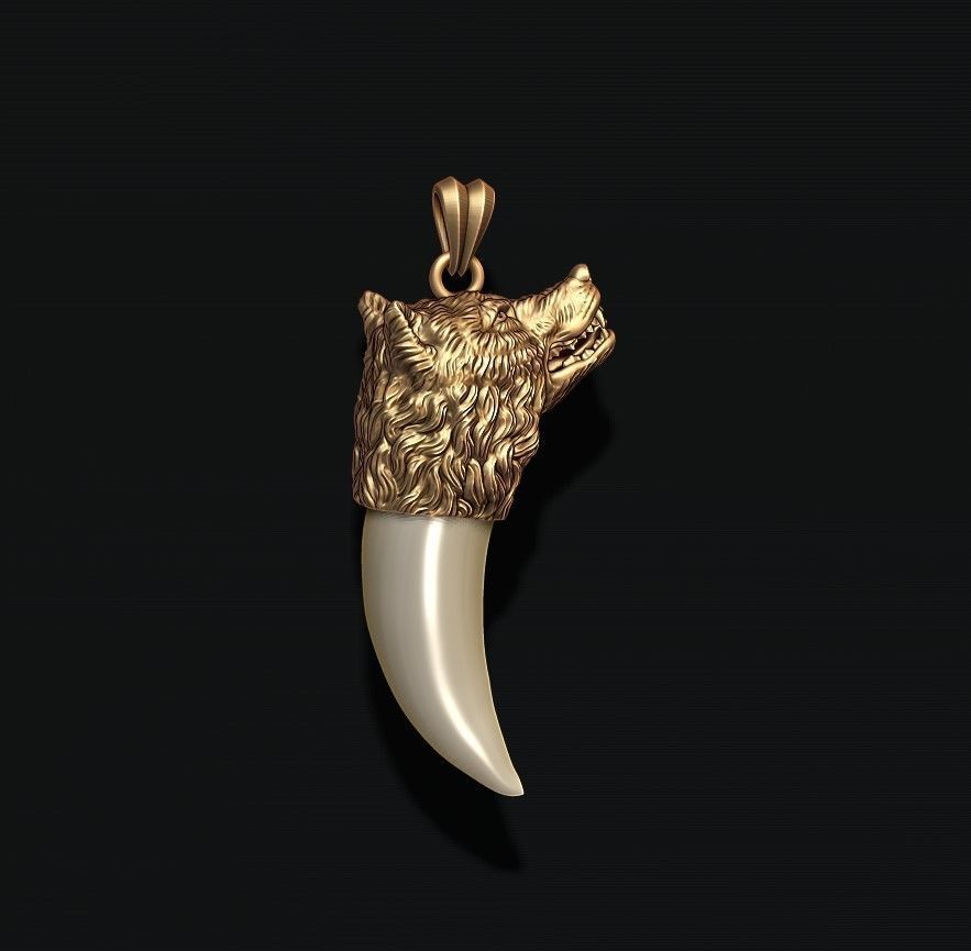 Wolf tooth nail pendant 3D print model_2