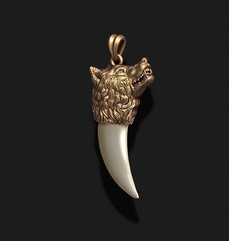 Wolf tooth nail pendant 3D print model_3
