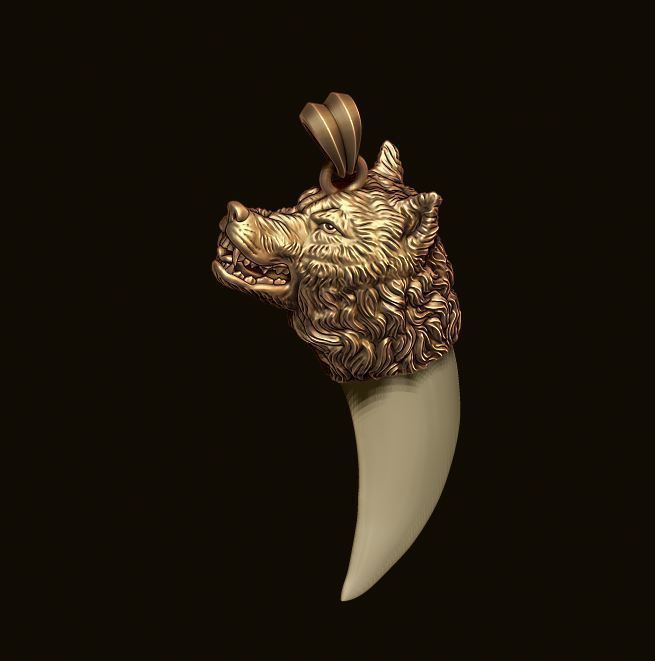 Wolf tooth nail pendant 3D print model_8
