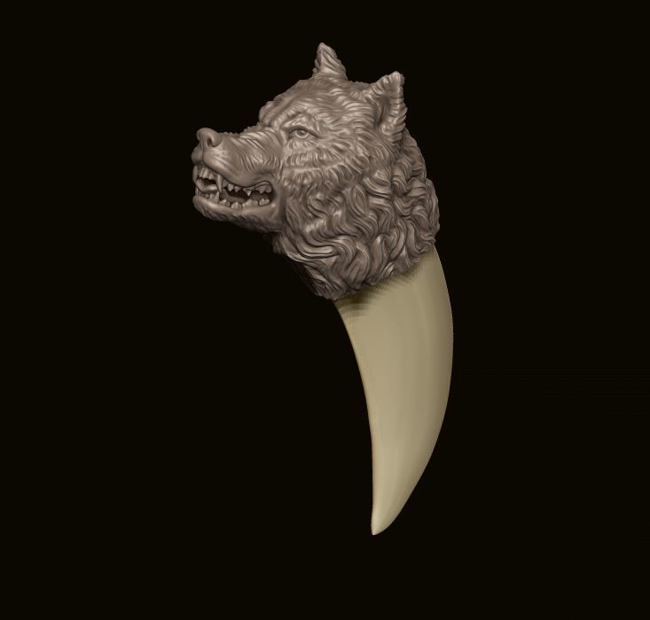 Wolf tooth nail pendant 3D print model_5