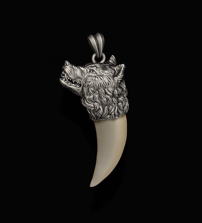 Wolf tooth nail pendant 3D print model_1