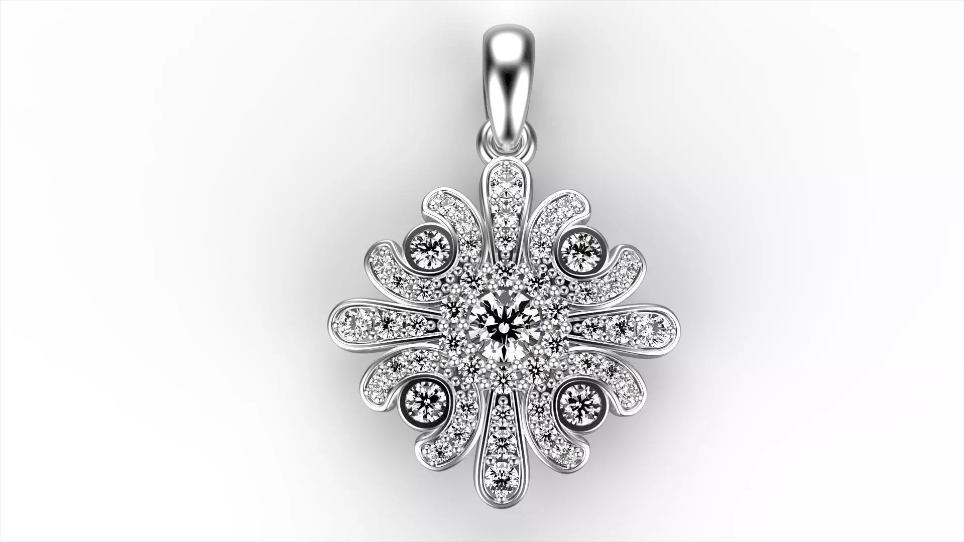 White Gold Diamond Pendant 3D print model