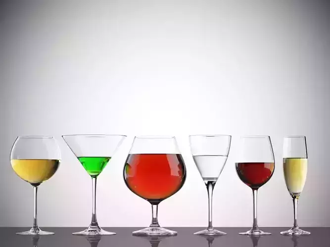 Empty and full glasses on white background
