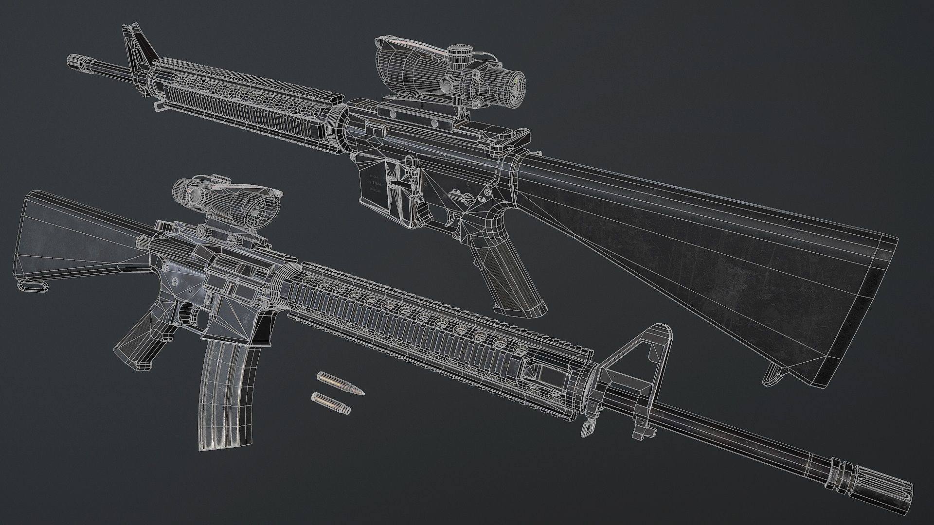 M16 A4 Low-poly 3D model_4